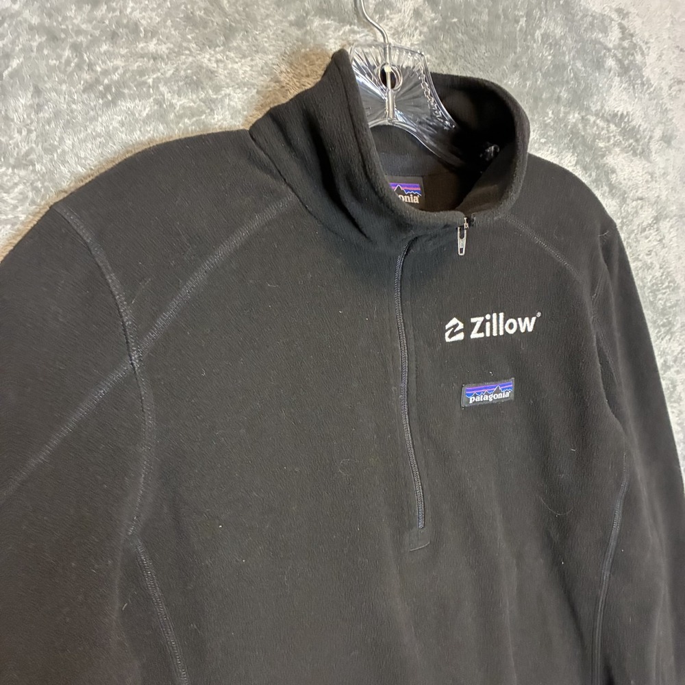 Patagonia Womens Micro D Quarter Zip Fleece Pullover Sweater L Embroidered Cozy